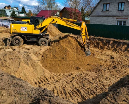 Армирование фундаментной плиты дома с облицовкой баварской кладкой