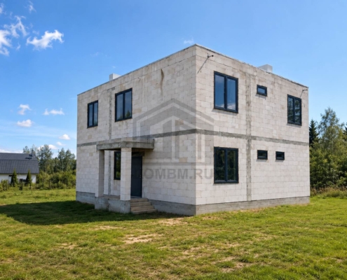 01-glavnyy-fasad-dom-panoramnye-okna-klin Главный фасад дома с панорамными окнами в Клину