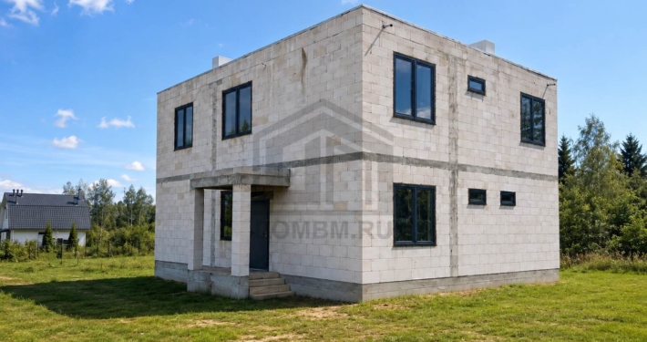 01-glavnyy-fasad-dom-panoramnye-okna-klin Главный фасад дома с панорамными окнами в Клину