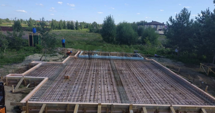 Армирование фундаментной плиты дома из газосиликатных блоков в Жуковском