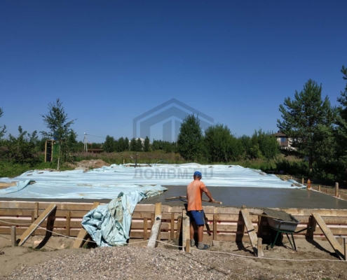 Готовая фундаментная плита дома из газосиликатных блоков в Жуковском