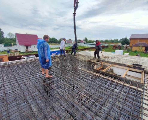 Каркас межэтажного перекрытия дома из газоблока в Лобне