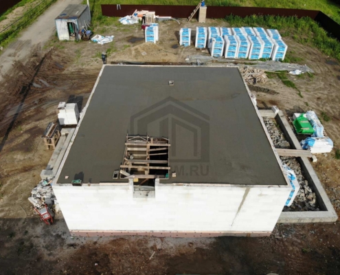 Бетонирование перекрытия дома из газобетона в Щелково