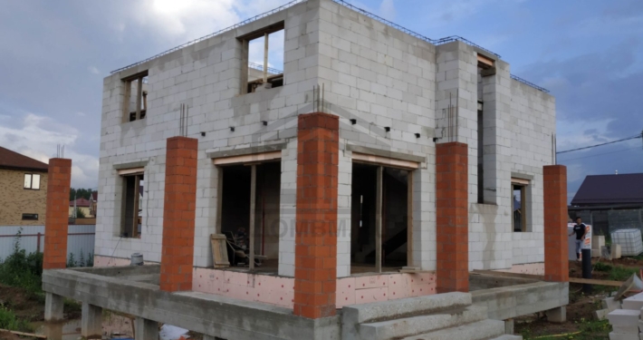 Коробка второго этажа дома из газобетона в Солнечногорском районе