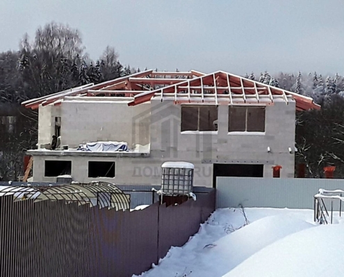 Каркас вальмовой крыши дома 660 м2 в Сергиево-Посадском районе