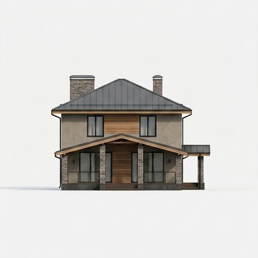Проект дома из газобетона 180 м² с гаражом 64-19 — Боковой (право)