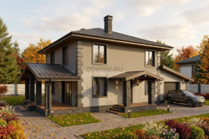 Проект дома из газобетона 180 м² с гаражом