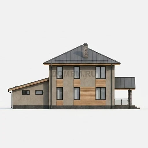 Проект дома из газобетона 180 м² с гаражом — Боковой (лево)
