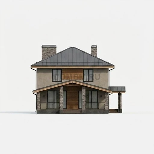 Проект дома из газобетона 180 м² с гаражом — Боковой (право)