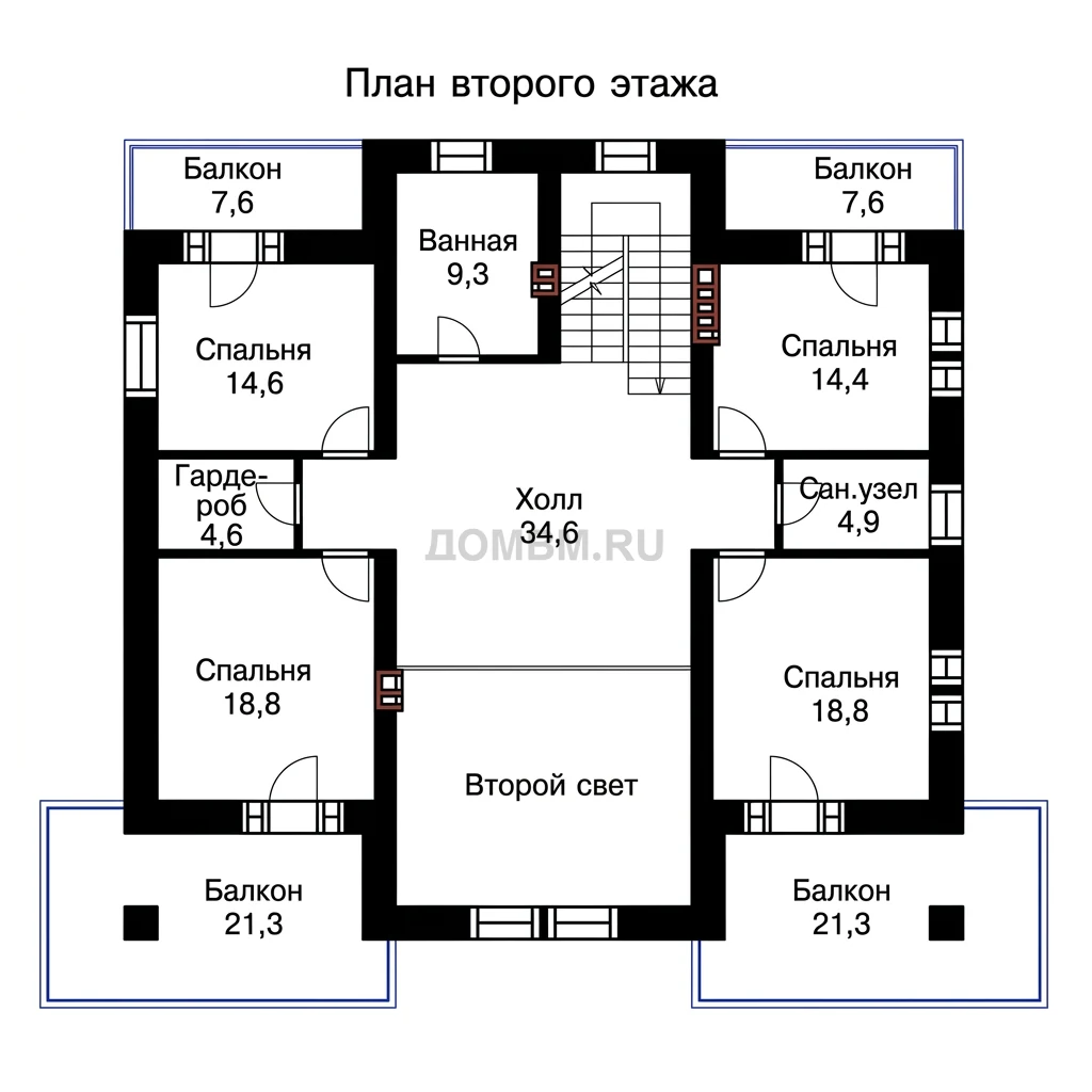Проект дома «Амстердам» — План 2 этажа