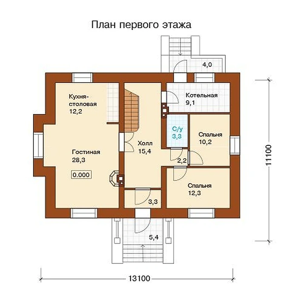 Проект дома «Болонья» — План 1 этажа