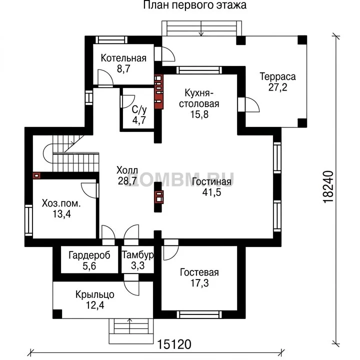 Проект дома «Бристоль» 306м2 — План 1 этажа