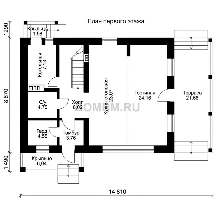 Проект дома «Денвер» 164м2 — План 1 этажа