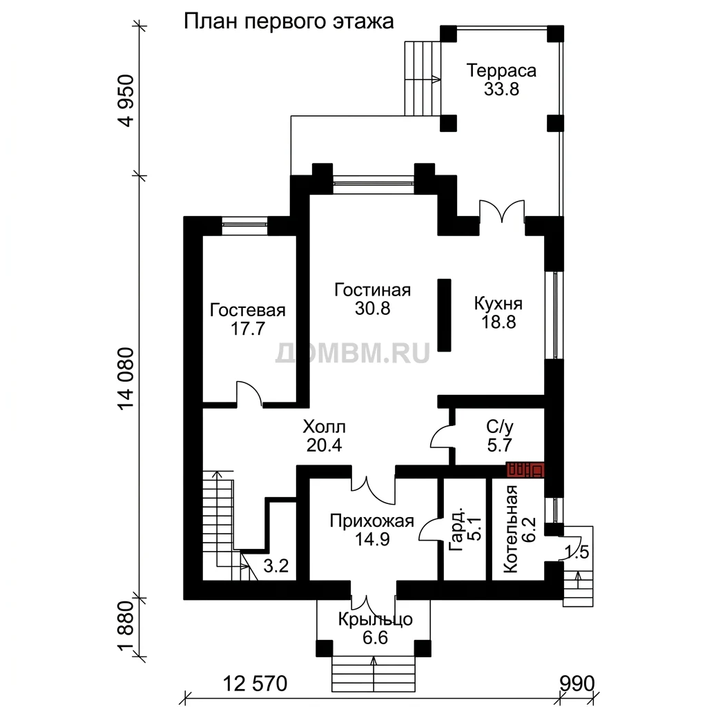 Проект дома «Гданьск» — План 1 этажа