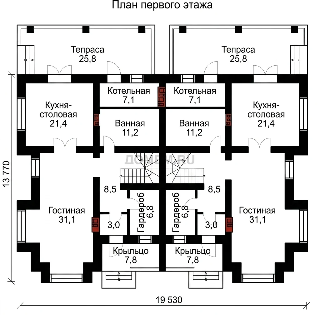 Проект дома «Кливленд» — План 1 этажа