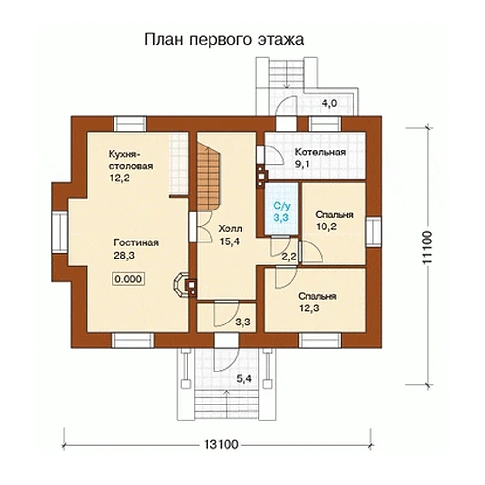 Проект дома «Новосибирск» — План 1 этажа