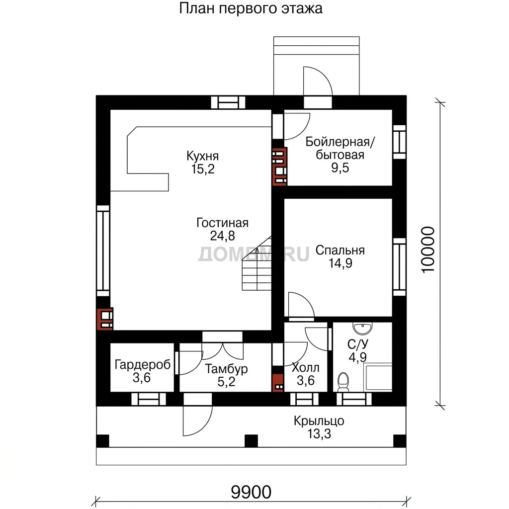 Проект дома «Псков» — План 1 этажа