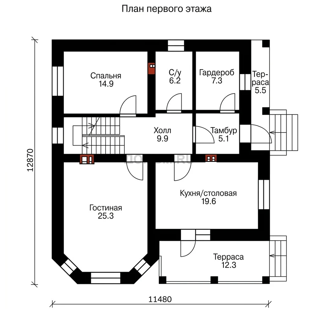Проект дома «Страсбург» — План 1 этажа