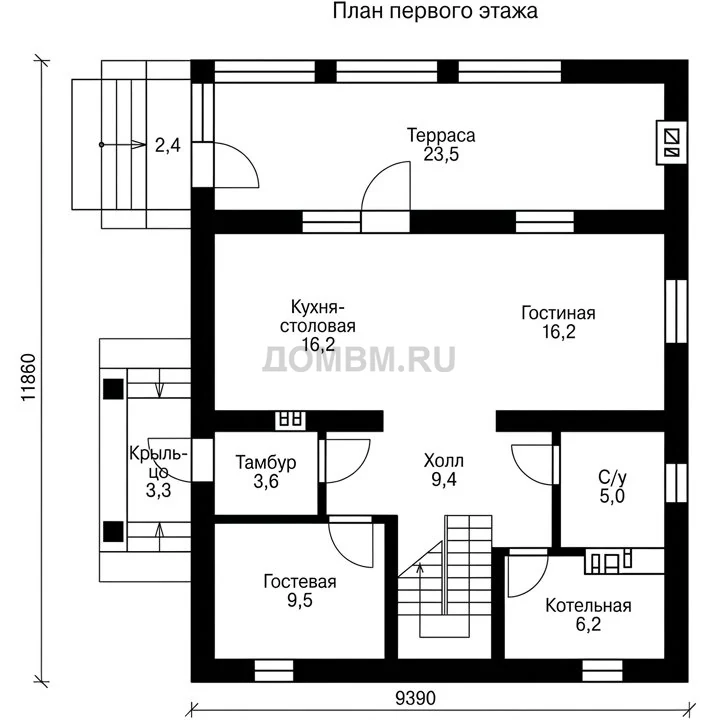 Проект дома «Алкмар» — План 1 этажа