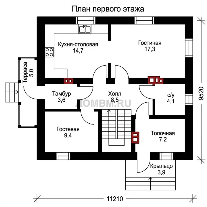 Проект дома «Алматы» — План 1 этажа