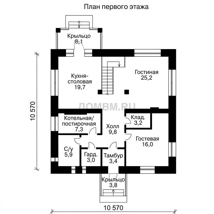 Проект дома «Архангельск» — План 1 этажа