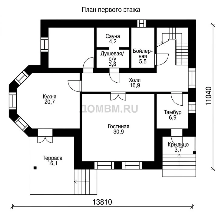 Проект дома «Бланес» — План 1 этажа