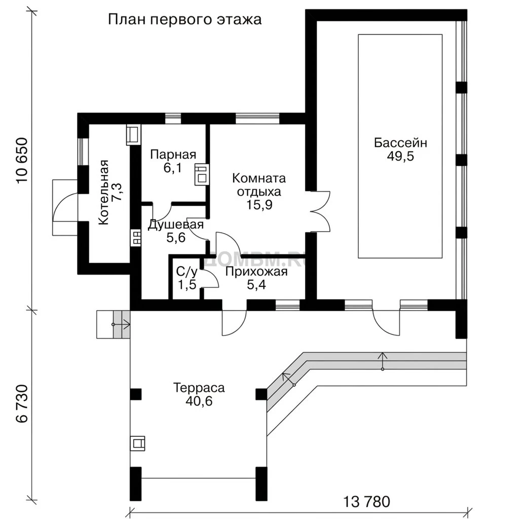 Проект дома «Дуала» — План 1 этажа