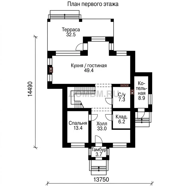 Проект дома «Джерси» — План 1 этажа