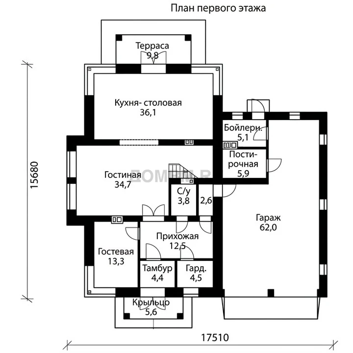 Проект дома «Галле» — План 1 этажа