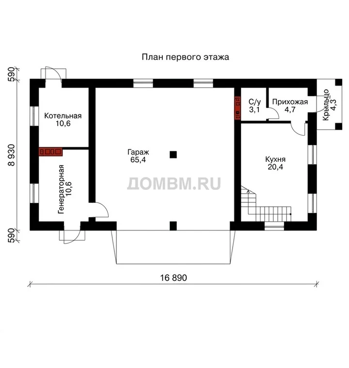 Проект дома «Гераклион» — План 1 этажа