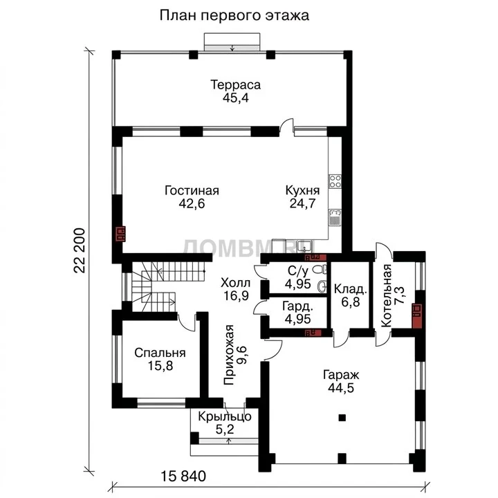 Проект дома «Ханты-Мансийск» — План 1 этажа