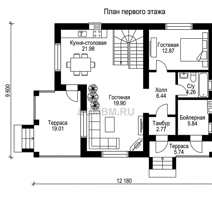 Проект дома «Харлем» — План 1 этажа