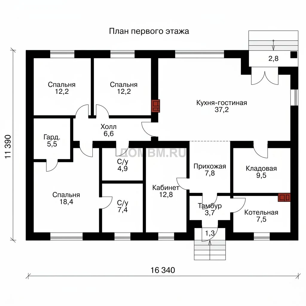 Проект дома «Хеб» — План 1 этажа