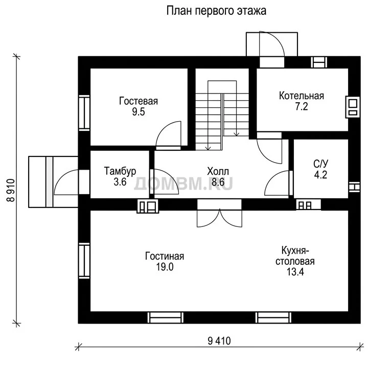 Проект дома «Хьюстон» — План 1 этажа