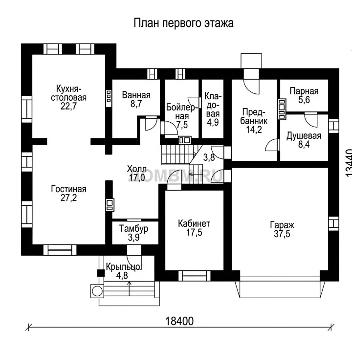Проект дома «Кавала» — План 1 этажа