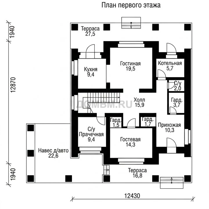 Проект дома «Кингстон» — План 1 этажа