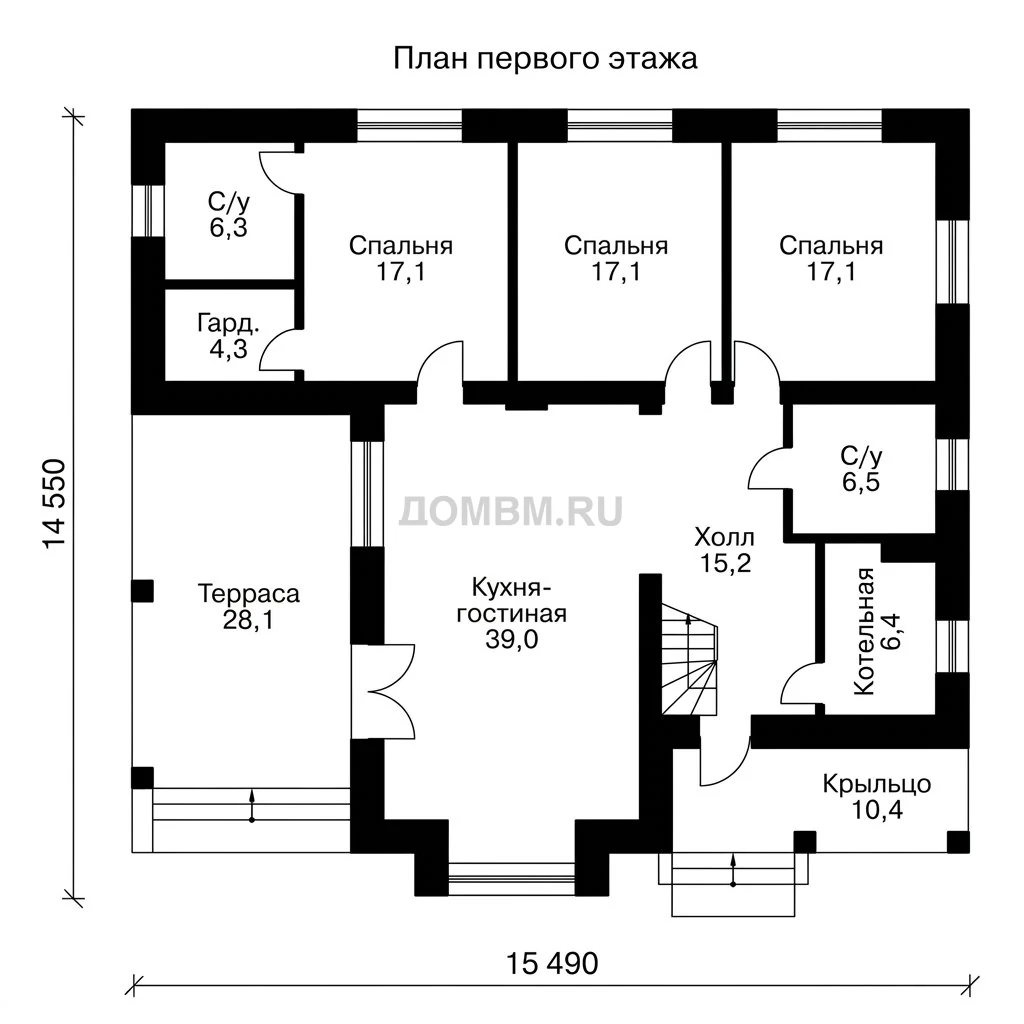 Проект дома «Кременчуг» — План 1 этажа
