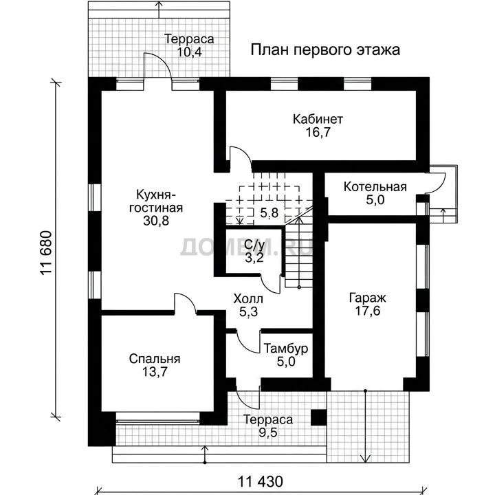 Проект дома «Ла-Корунья» — План 1 этажа