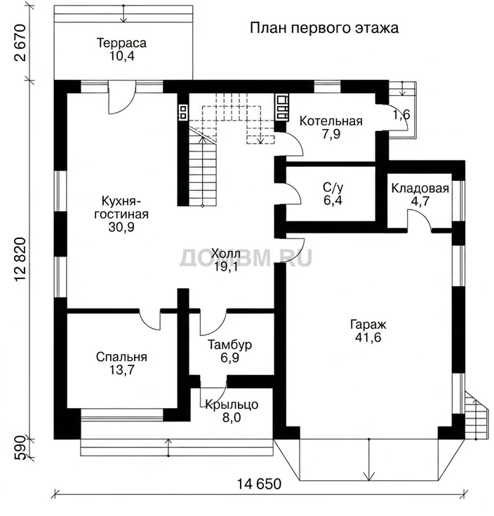 Проект дома «Ла-Пас» — План 1 этажа