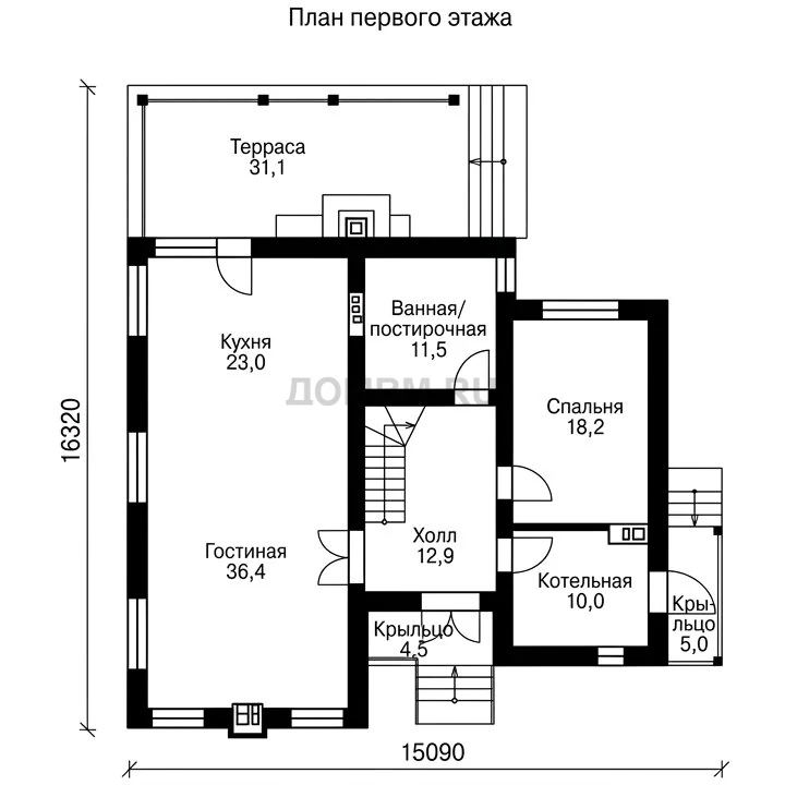 Проект дома «Левен» — План 1 этажа