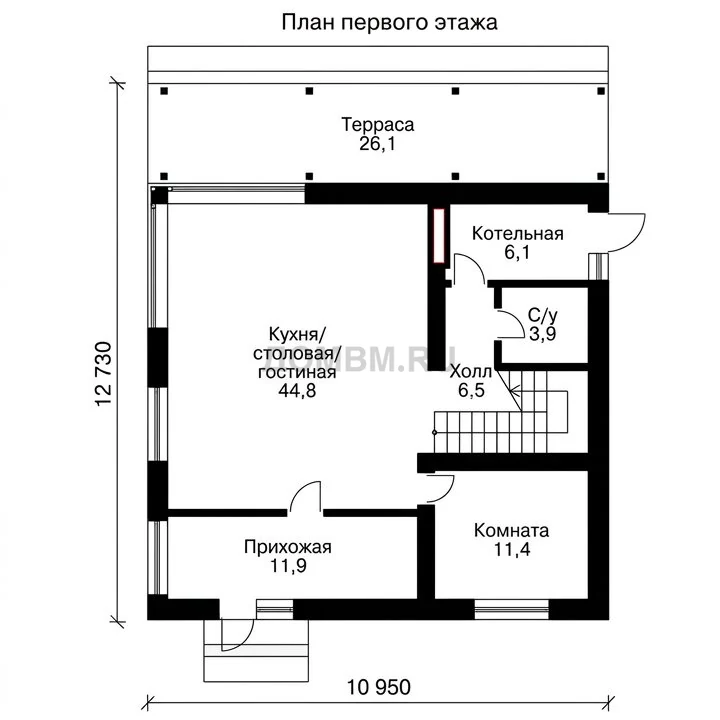 Проект дома «Орехово» — План 1 этажа