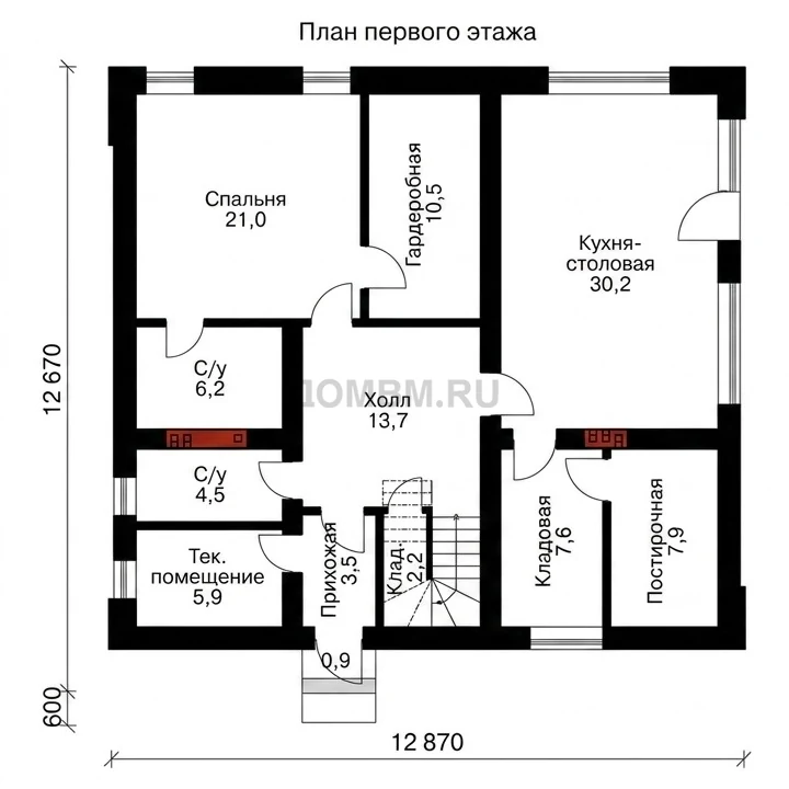 Проект дома «Остенде» — План 1 этажа