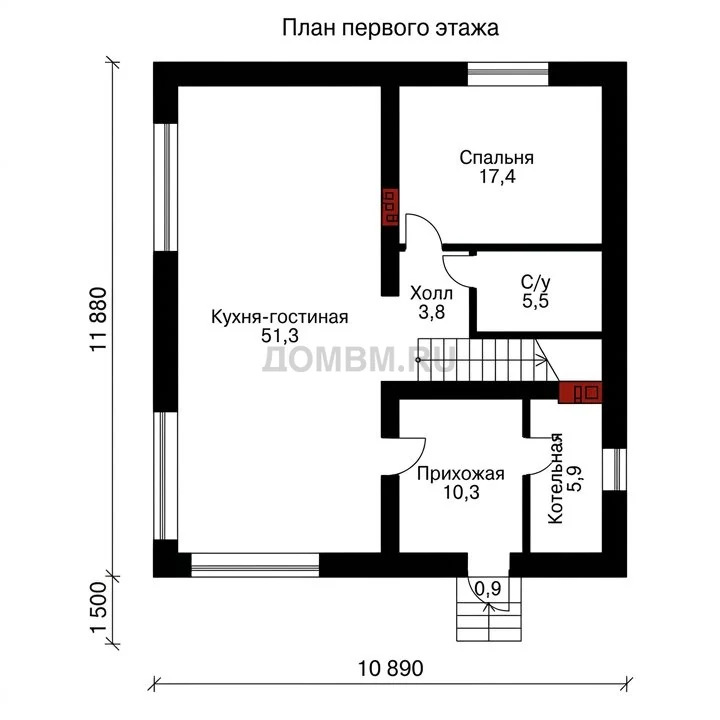 Проект дома «Памплона» — План 1 этажа