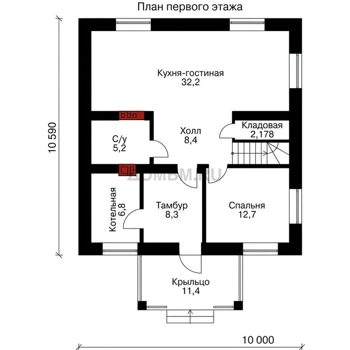 Проект дома «Павия» — План 1 этажа
