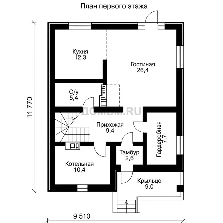 Проект дома «Потсдам» — План 1 этажа