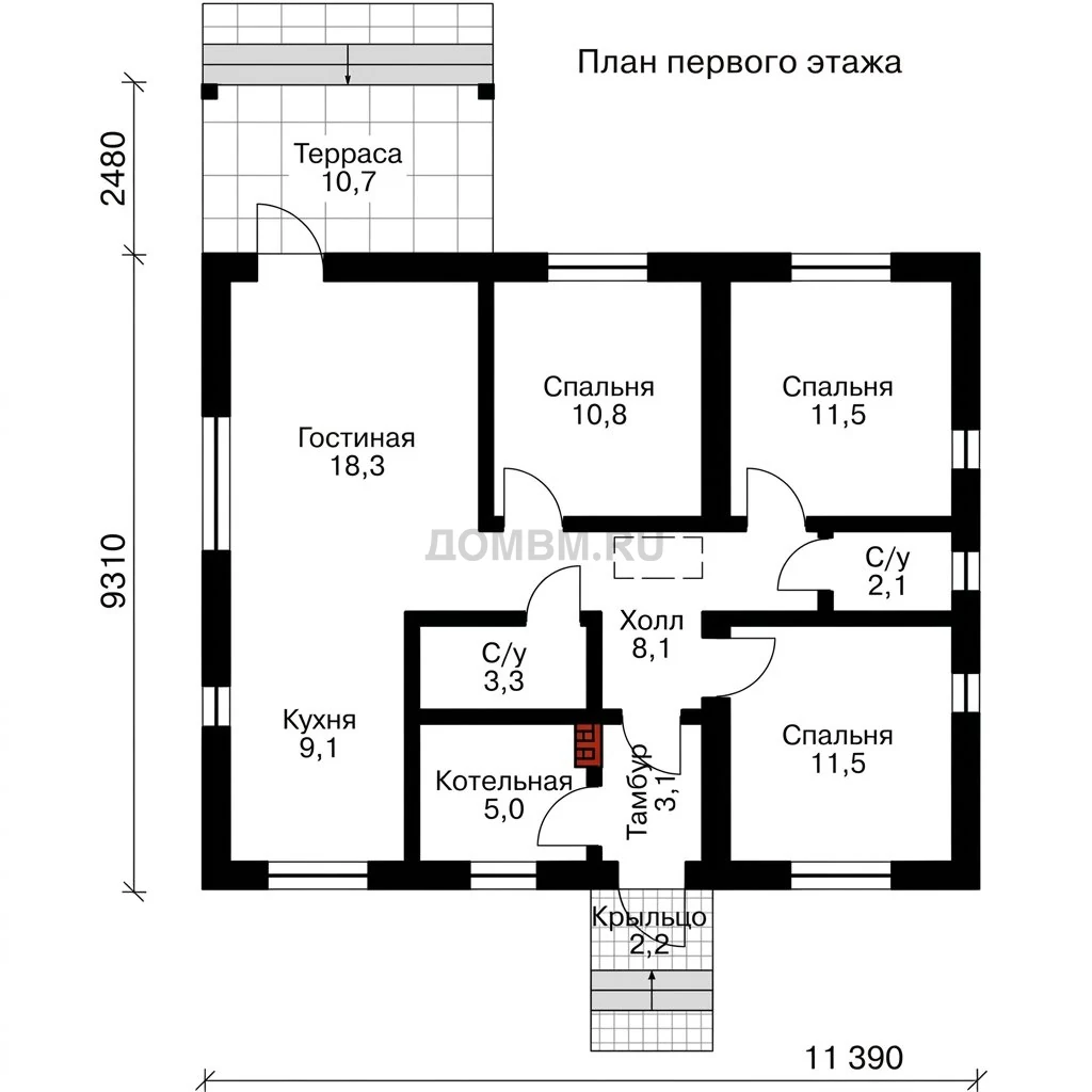 Проект дома «Саутгемптон» — План 1 этажа