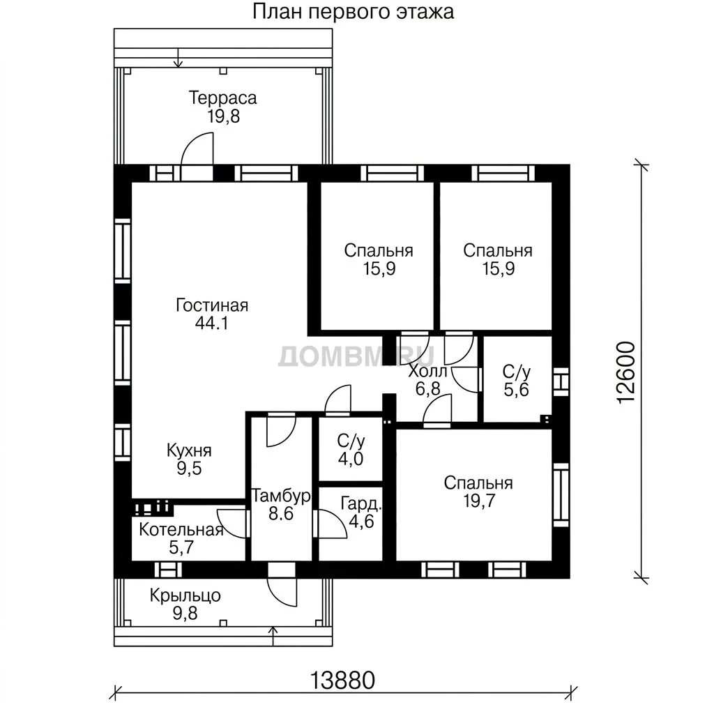 Проект дома «Вааса» — План 1 этажа