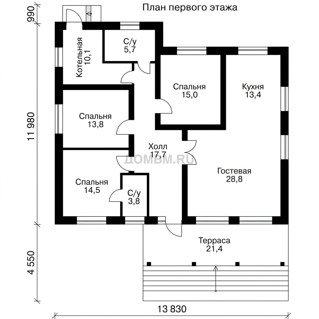 Проект дома «Валдоста» — План 1 этажа