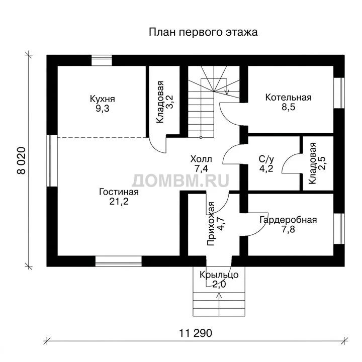 Проект дома «Валлета» — План 1 этажа