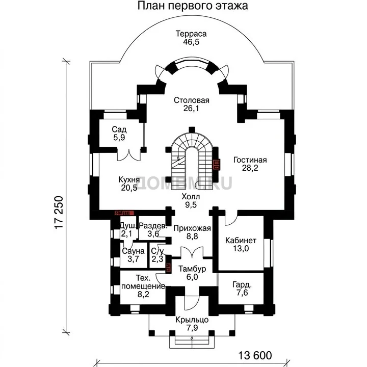 Проект дома «Виченца» — План 1 этажа
